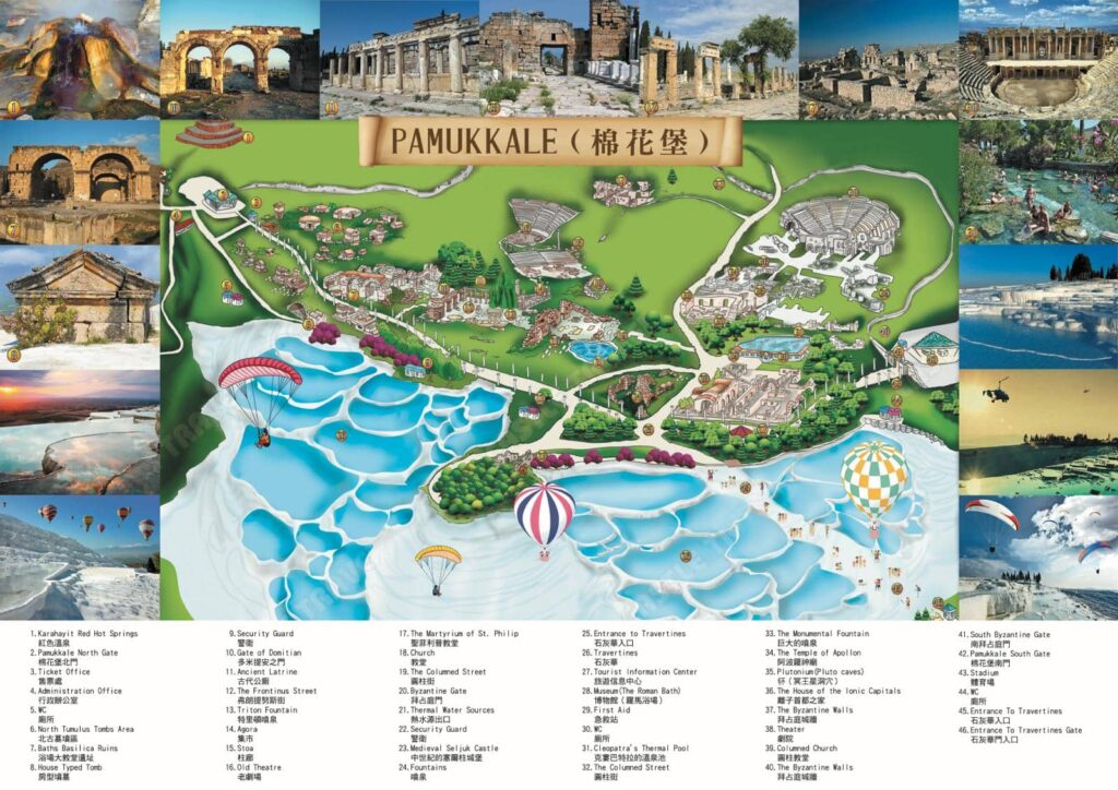 Pamukkale, oficiální mapa areálu